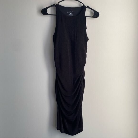 Klassy Network High Neck Open Back Ruched Bodycon Midi Dress - Picture 1 of 6